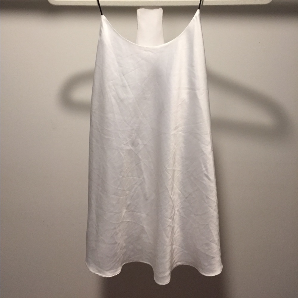 White silk lined racerback tank top